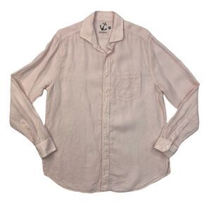 Hiho Shirt Mens M Medium Pale Pink Linen Button Up Long Sleeve Collared Pocket